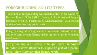 Cognitive Theory of Text: Principles, Foregrounding, and Information ...