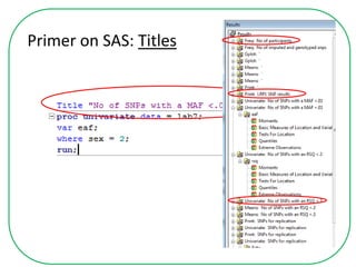 Primer on SAS: Titles
 