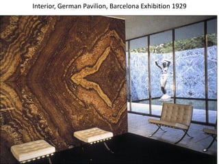 Interior, German Pavilion, Barcelona Exhibition 1929
 