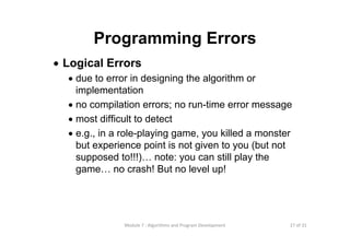 Lecture 7 program development issues (supplementary) | PPT