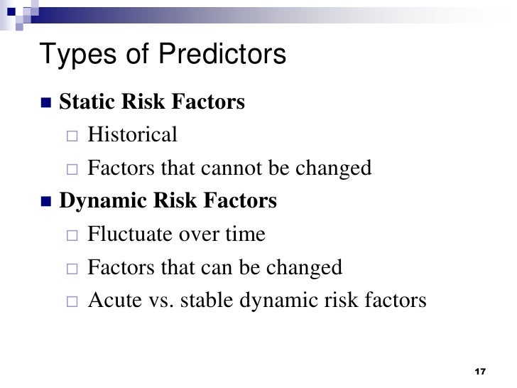 what are examples of dynamic risk factors