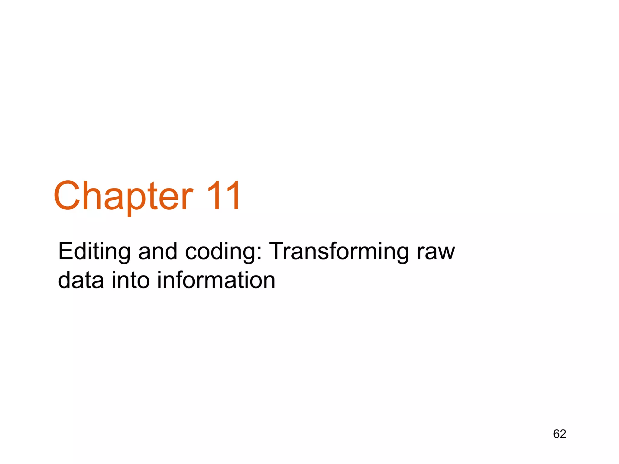 Chapter 11
Editing and coding: Transforming raw
data into information




                                       62
 