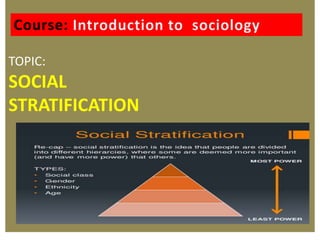 TOPIC:
SOCIAL
STRATIFICATION
 