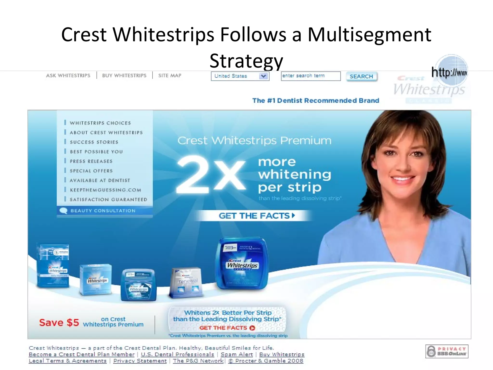 Crest Whitestrips Follows a Multisegment
Strategy
 