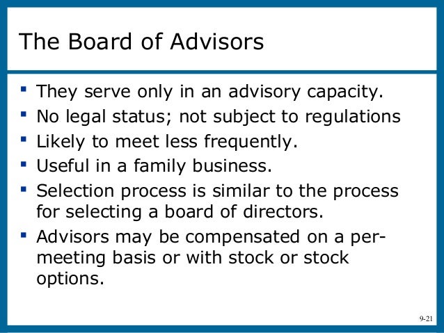 Stock options advisory board