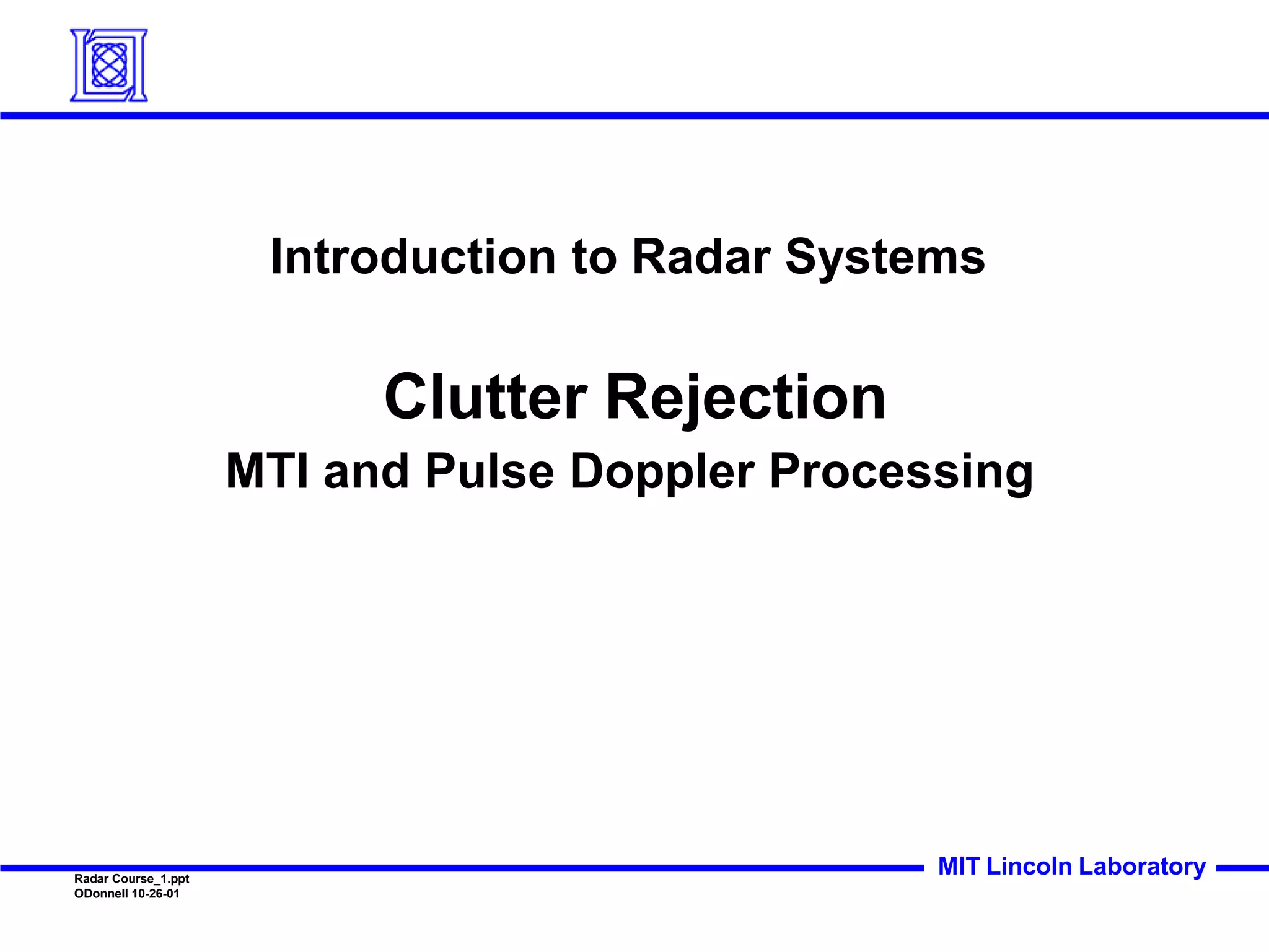 radar 2009 a 12 clutter rejection basics and mti | pdf... lecture 8.pptx