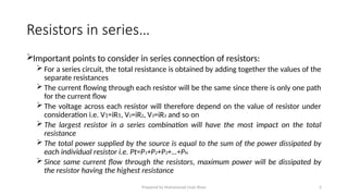 Circuit Analysis. Resistors in Series and parallel | PPTX