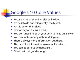 Google's Values Lecture 8 - Entrepreneurial Leadership.ppt