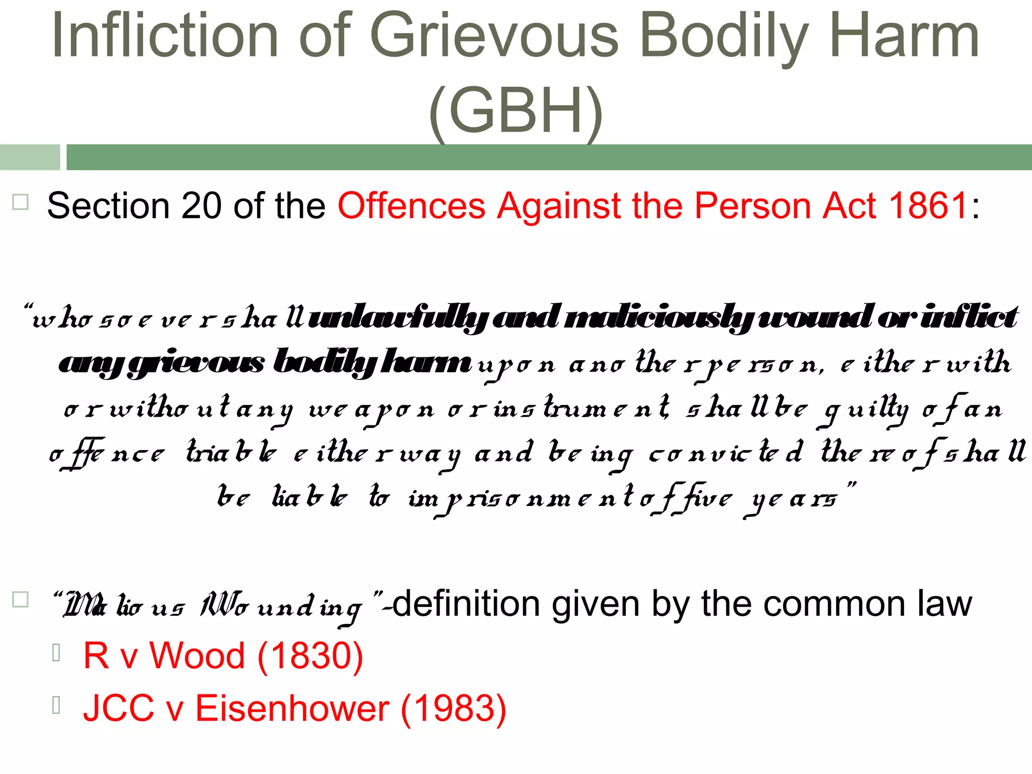 Lecture 8 non fatal offences | PPT