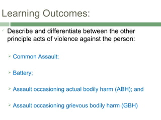 Lecture 8 non fatal offences | PPT