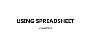 USING SPREADSHEET
MR MUSONDA
 