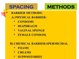 Barrier Methods Types CONTRACEPTION FOR MEDICINE PRESENTATION.ppt