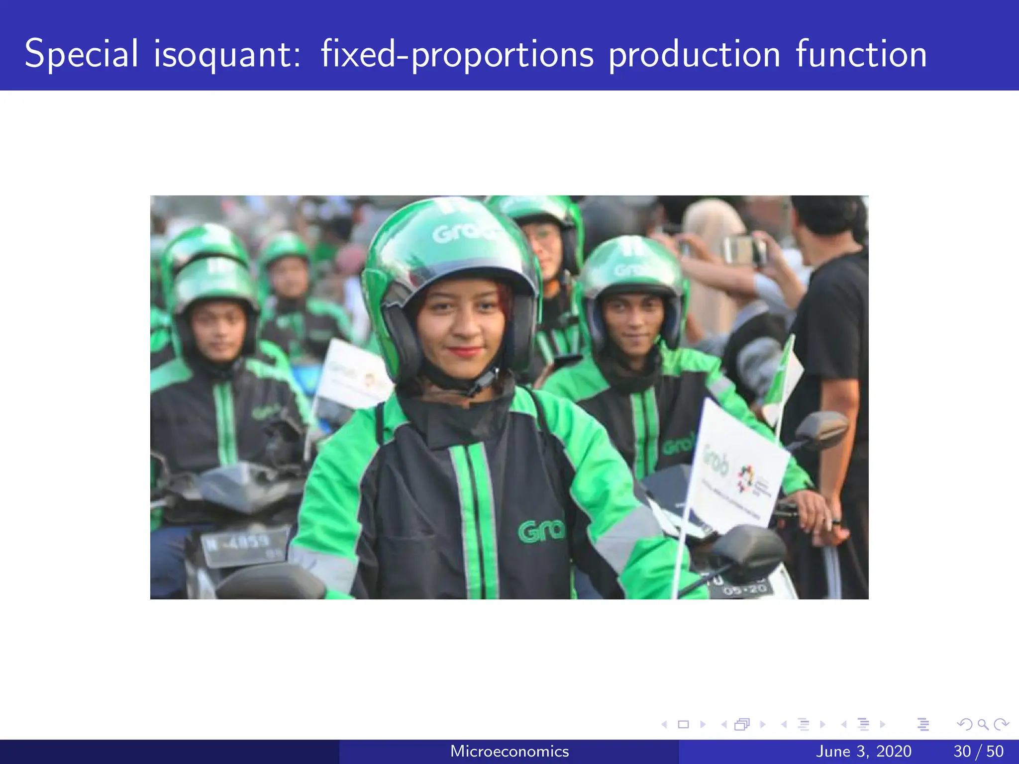 Special isoquant: fixed-proportions production function
Microeconomics June 3, 2020 30 / 50
 