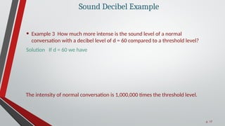 Example Problem For Simple Decibel Math Lecture on Logarithmic Function and Examples | PPTX