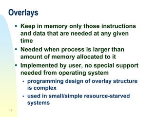 Overlay Programming lecture 8 b main memory | PDF