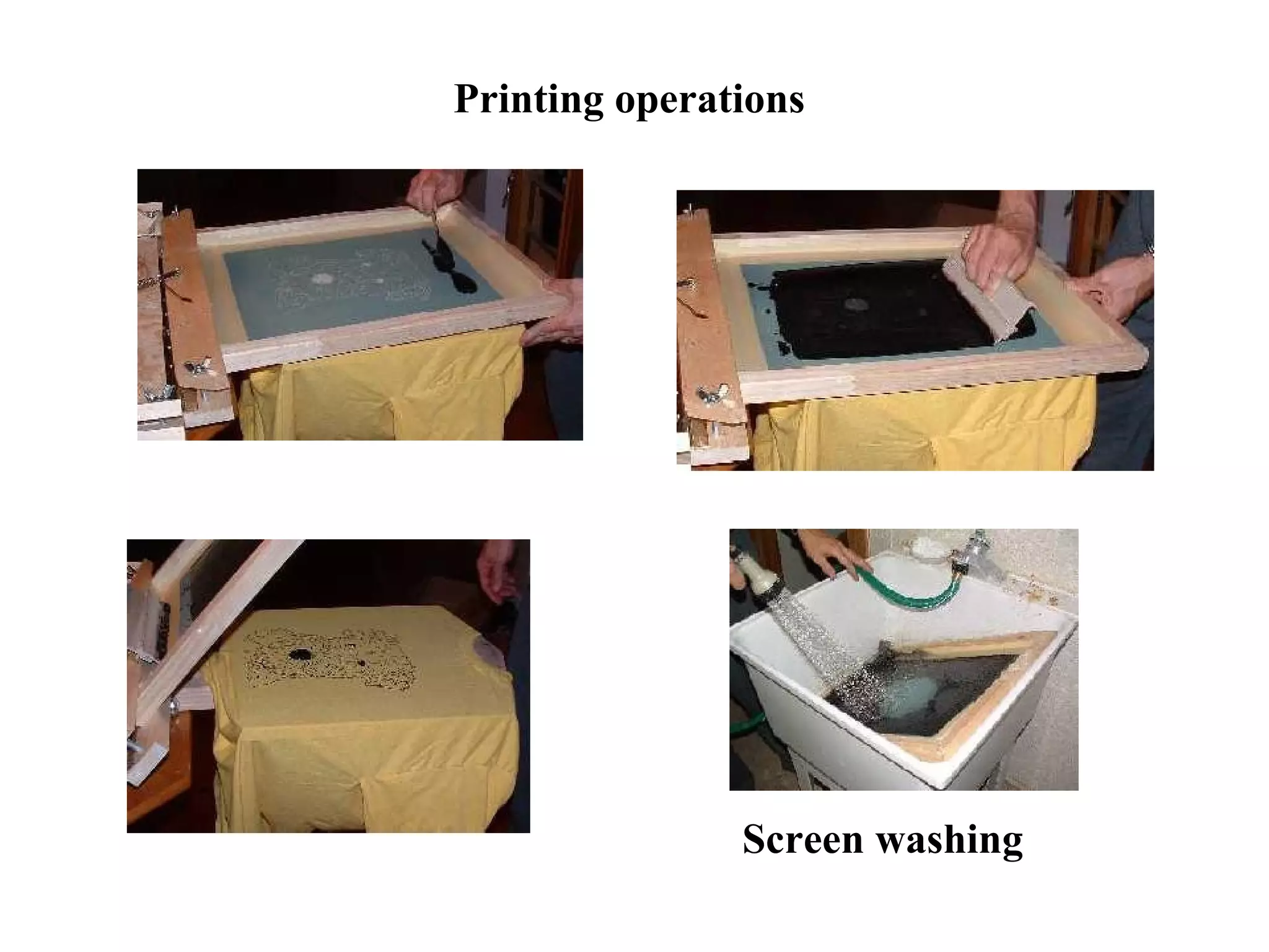 Printing operations   Screen washing  