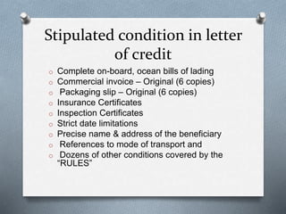 Lecture 8 letter of credit, procedure lc, kind of lc | PPTX