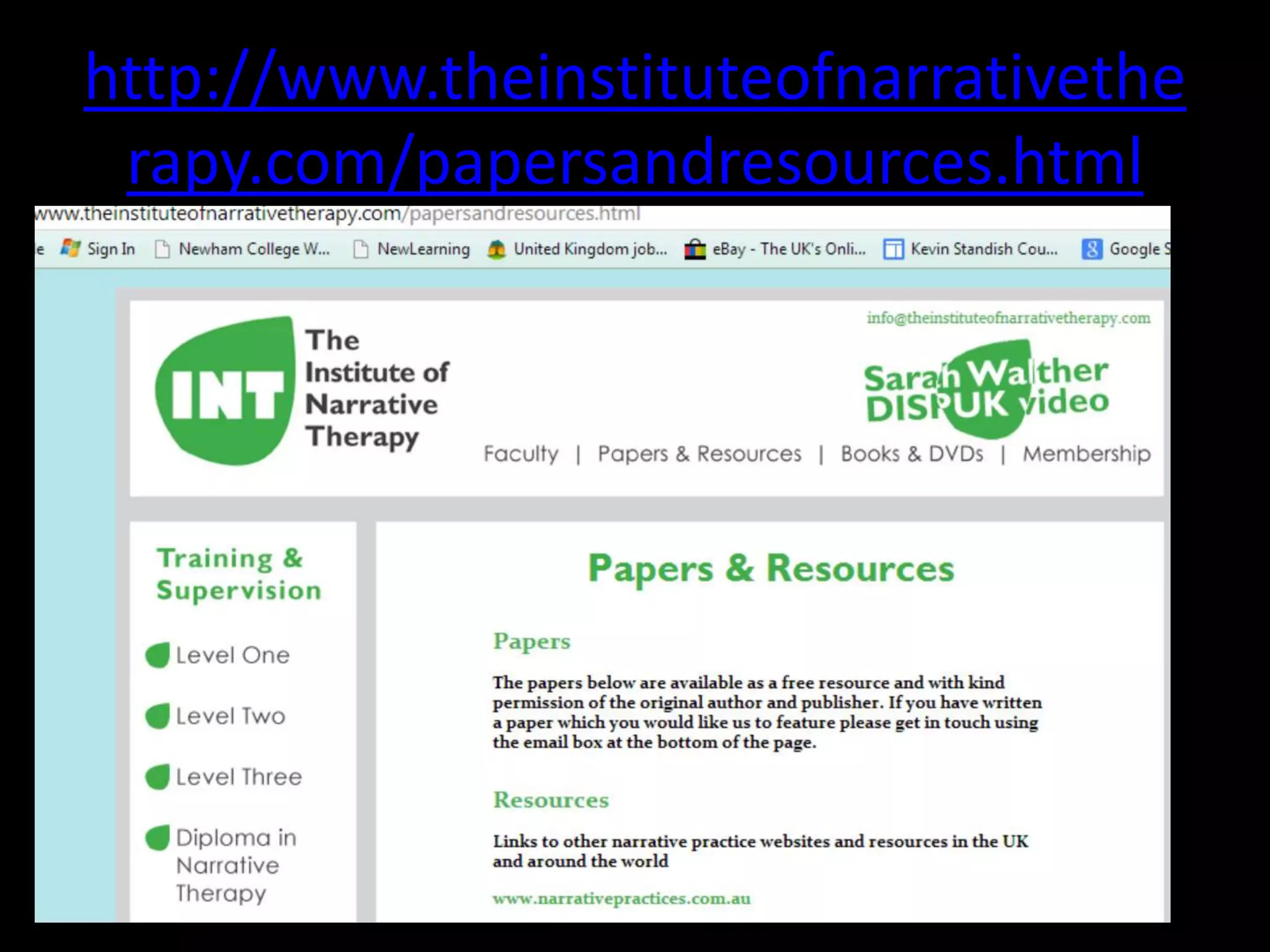 http://www.theinstituteofnarrativethe
rapy.com/papersandresources.html

 