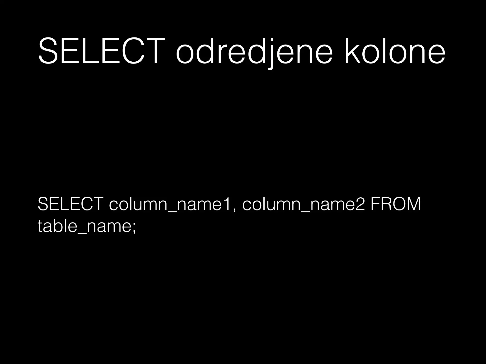 - http://www.w3resource.com/mysql-exercises/create-table-exercises/
- http://www.w3resource.com/mysql-exercises/insert-into-statement/
- http://www.w3resource.com/mysql-exercises/update-table-statement/
- http://www.w3resource.com/mysql-exercises/alter-table-statement/
<?php echo ‘Zadaca 5’?>
 