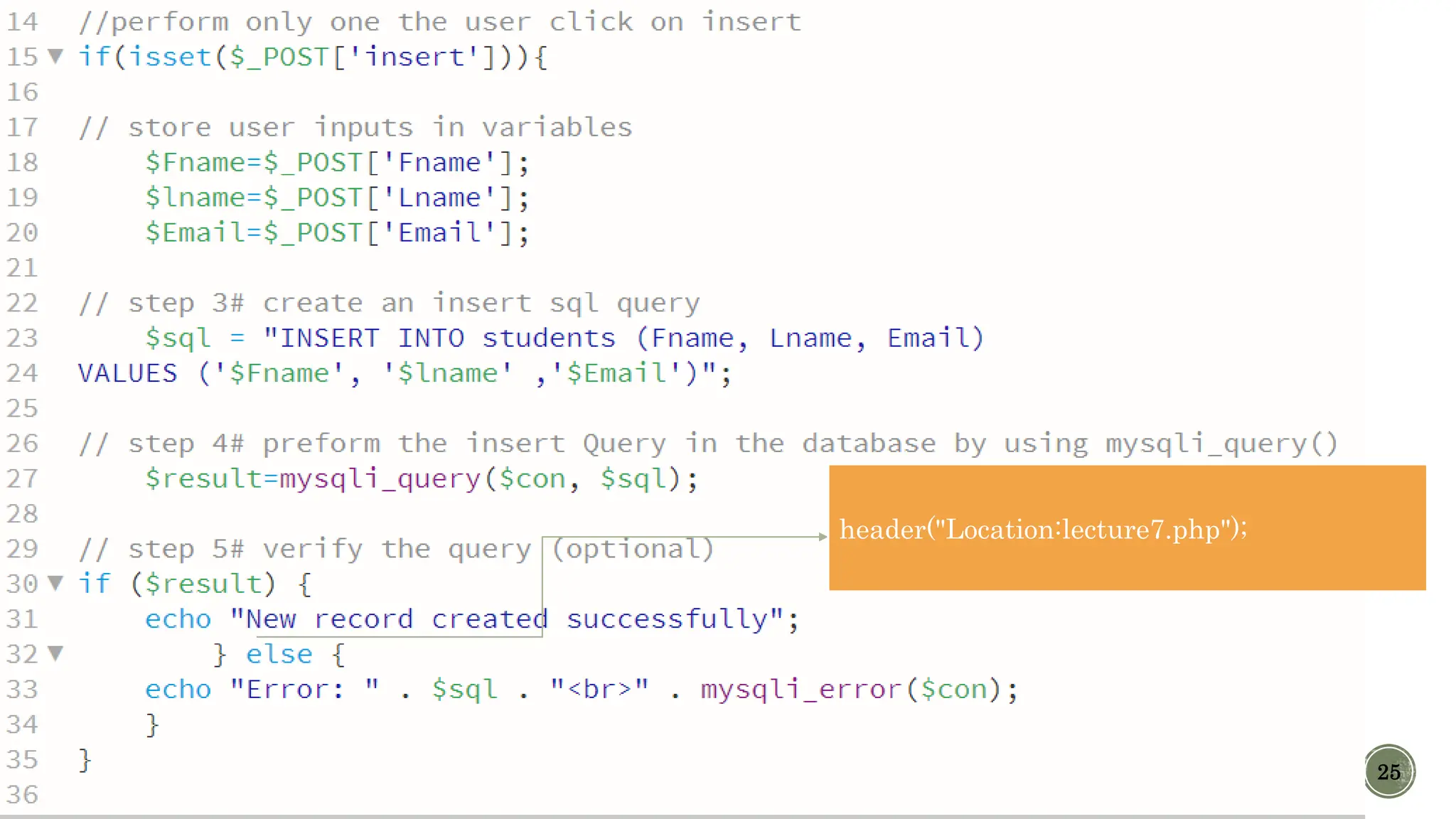 25 header("Location:lecture7.php"); 