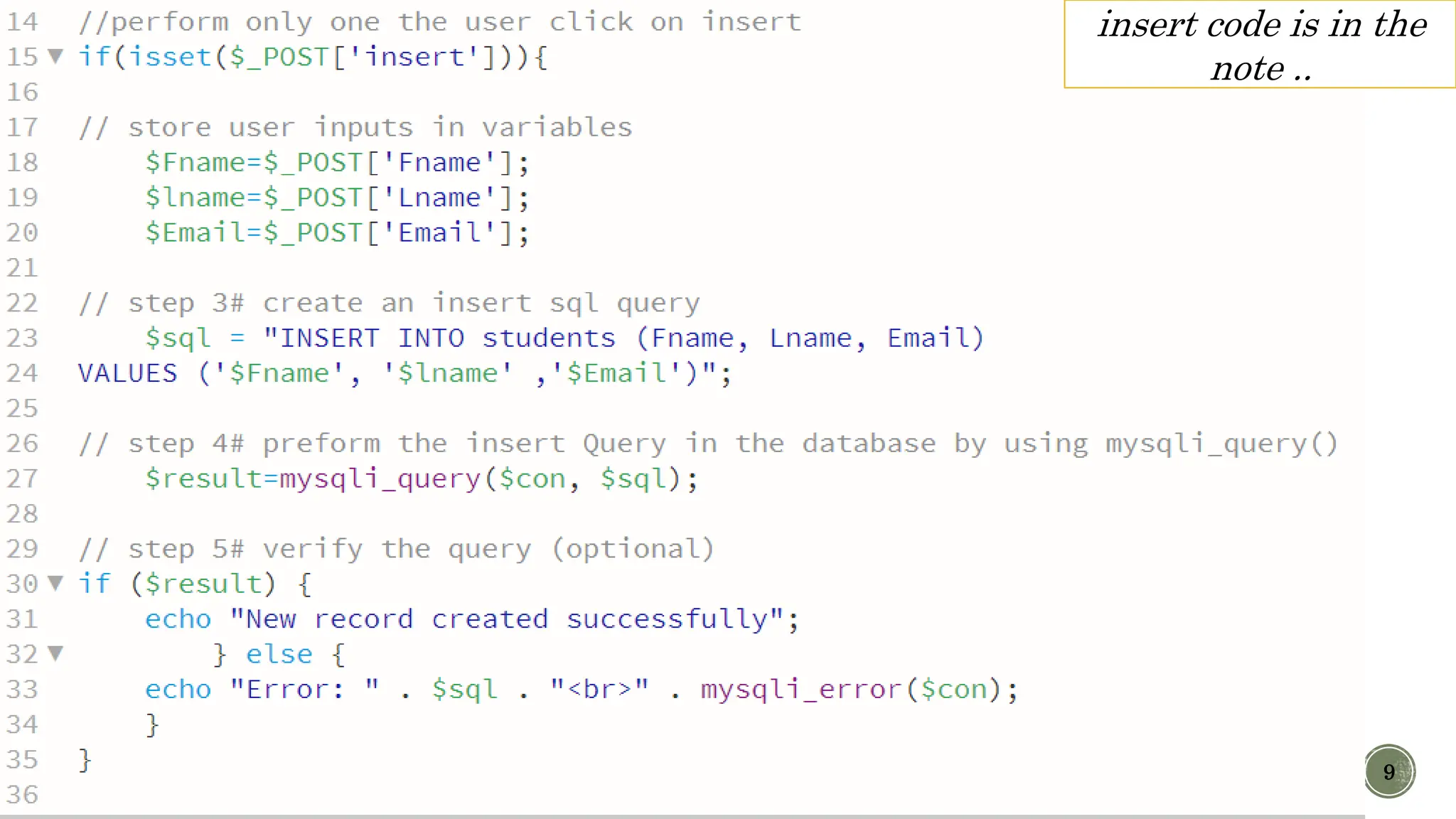 9 insert code is in the note .. 