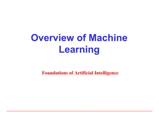 Overview of Machine Learning Foundations of Artificial Intelligence 