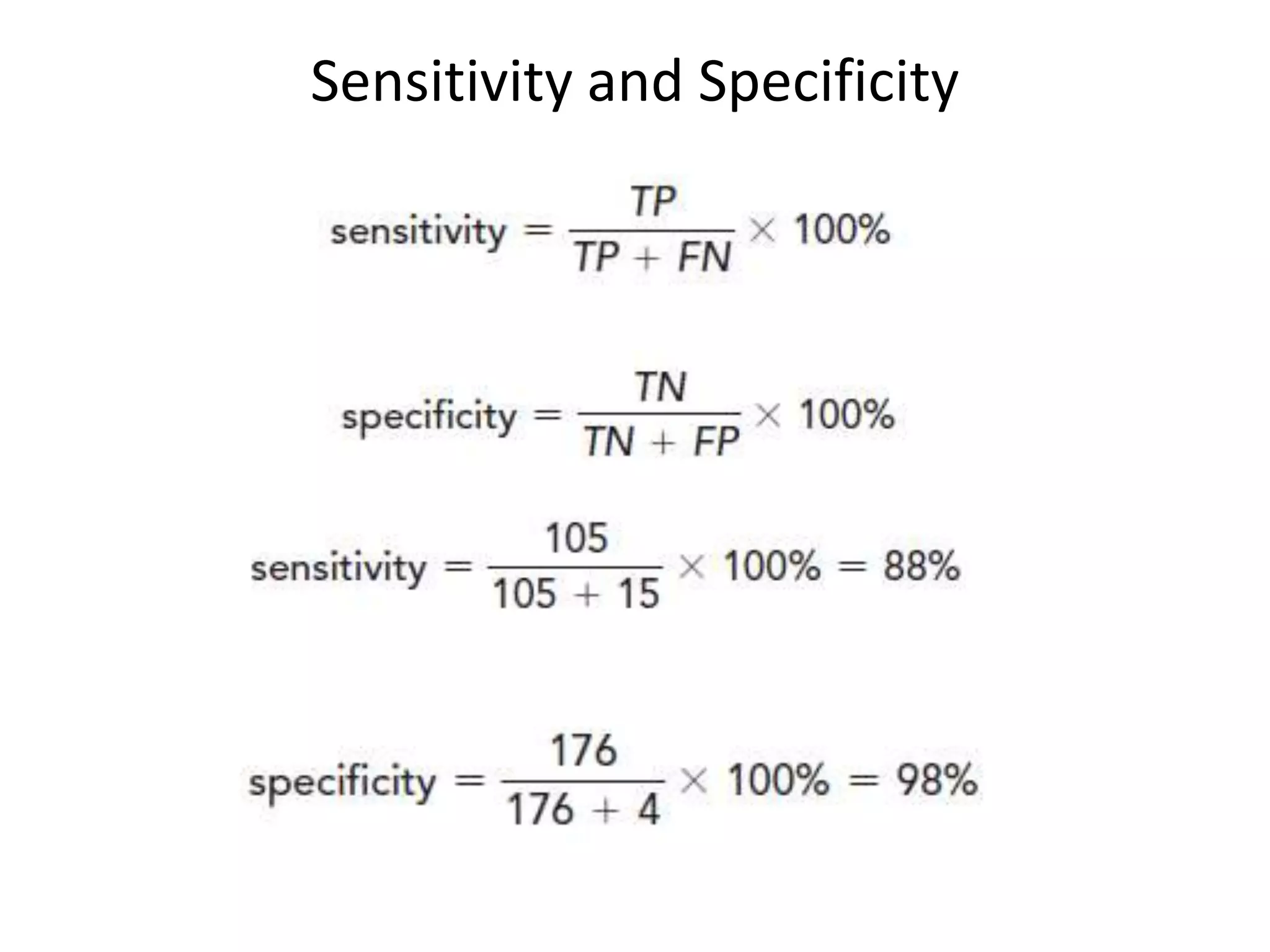 Sensitivity and Specificity
 