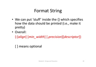 Lecture 8 strings and characters | PDF