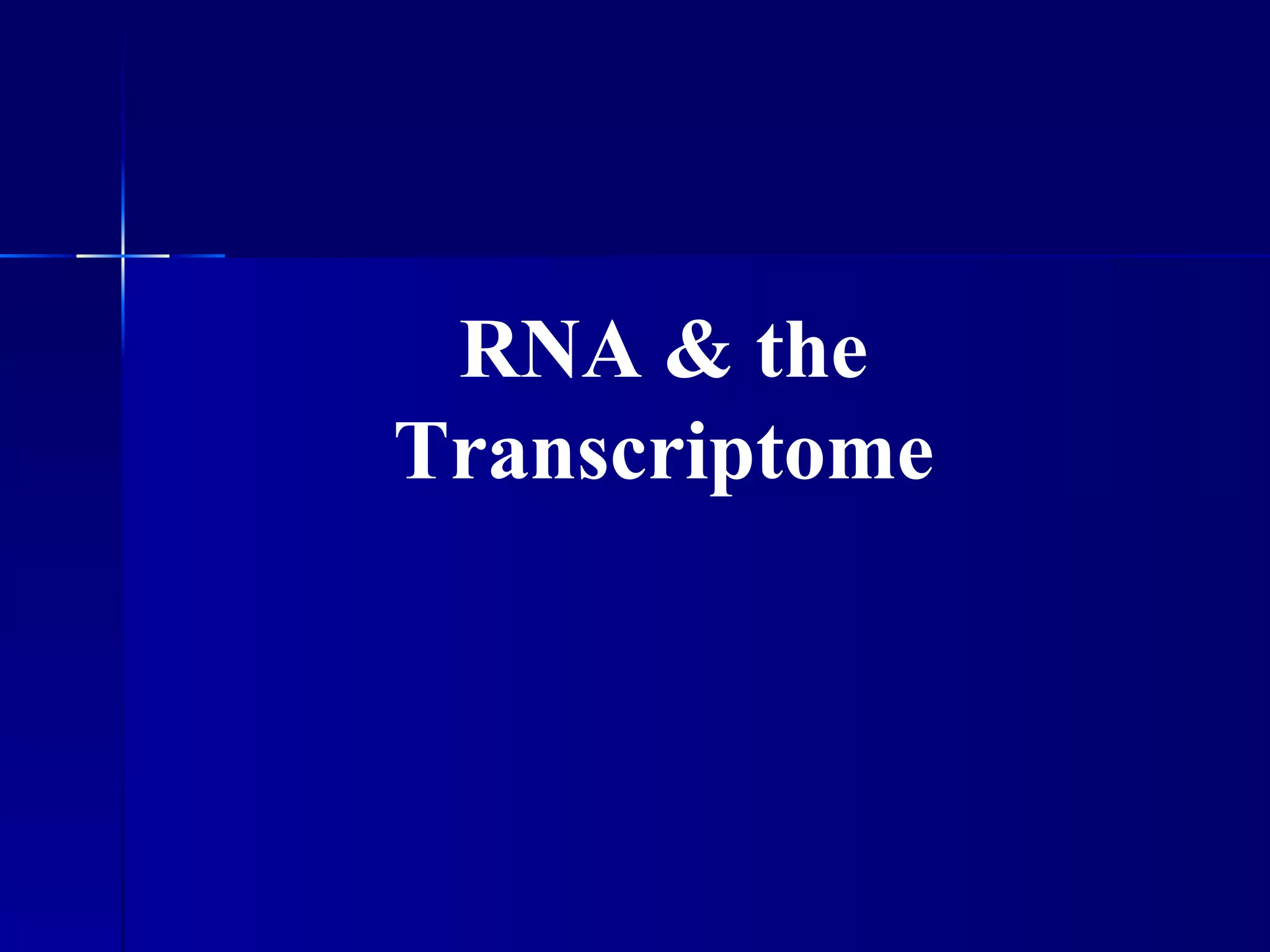 RNA & the
Transcriptome
 