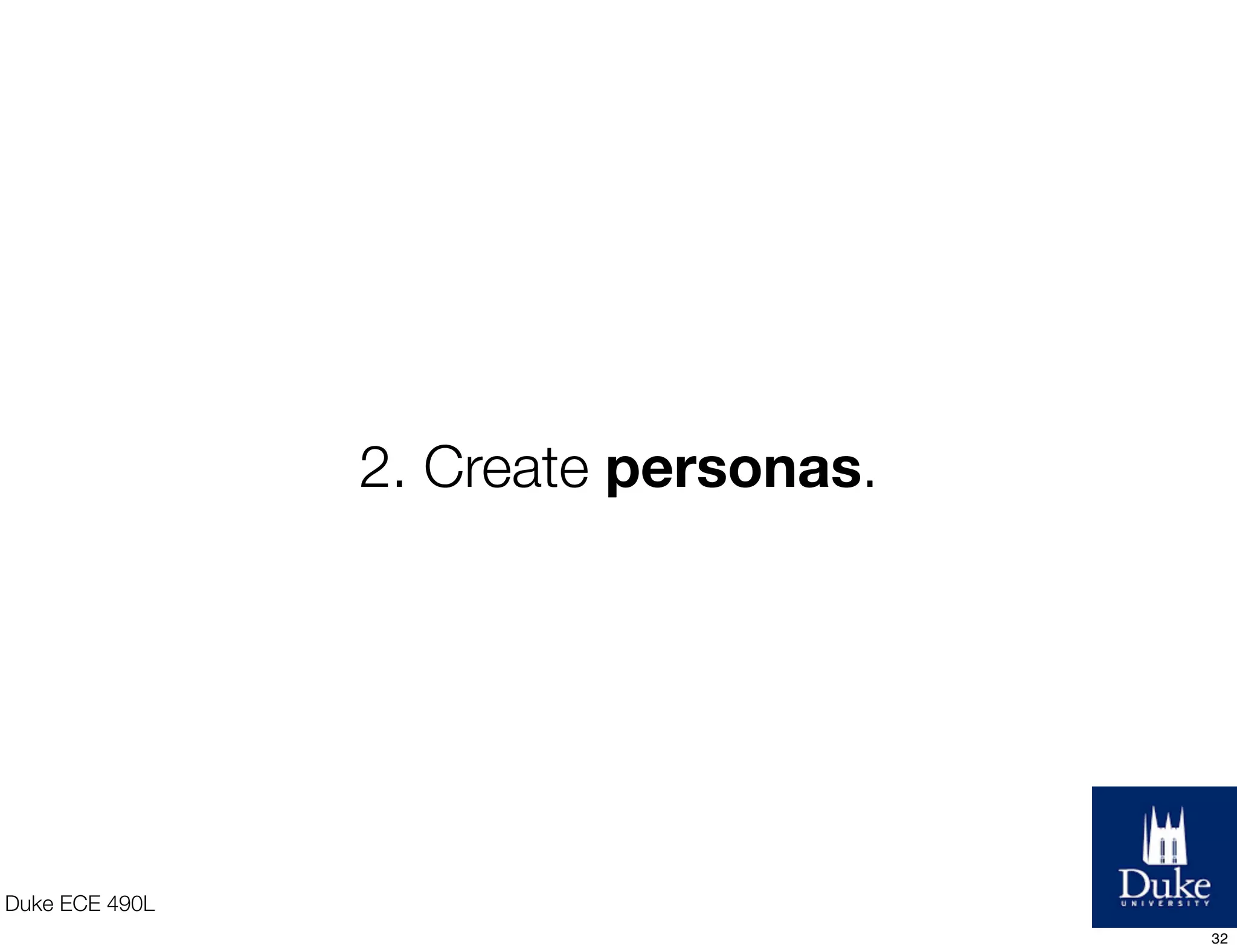 Duke ECE 490L
2. Create personas.
32
 