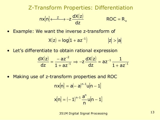 properties examples transform z with of pdf Z AND TRANSFORM PROPERTIES TRANSFORM Z INVERSE