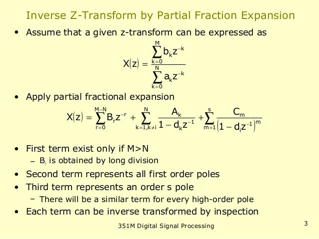 Inverse ztransform in dsp Inverse ztransform in dsp