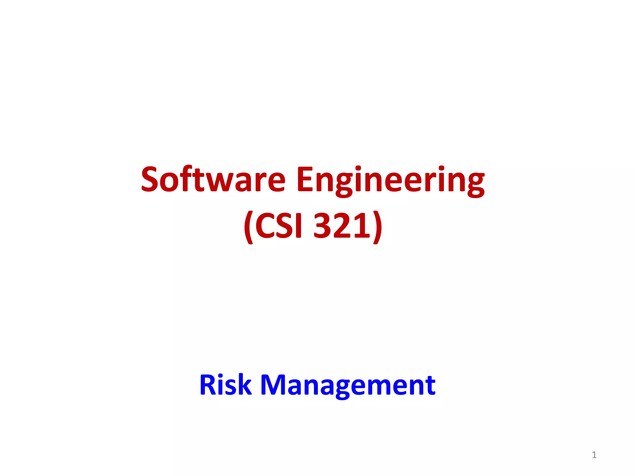 Software Engineering (Risk Management) | PPT