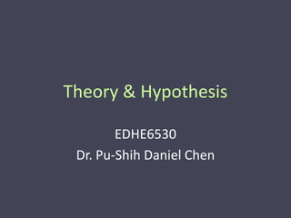 Theory & Hypothesis

        EDHE6530
 Dr. Pu-Shih Daniel Chen
 