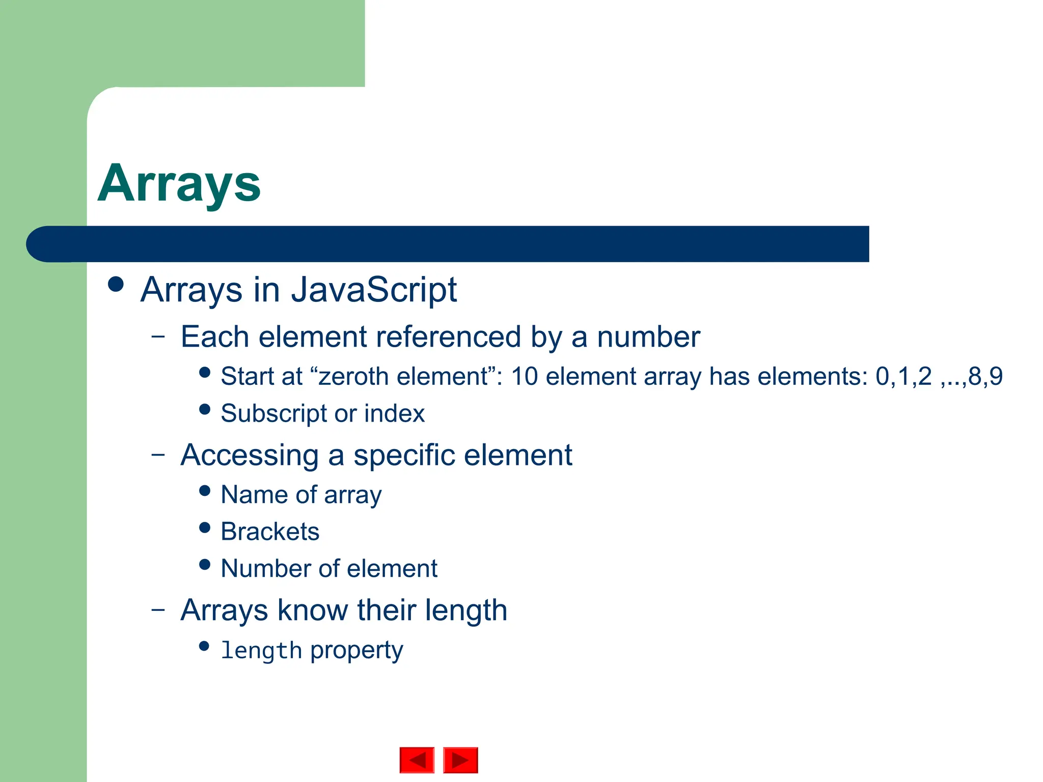 ajava arrays topic brief explanation data | PPT
