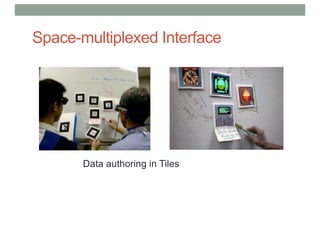 Space-multiplexed Interface
Data authoring in Tiles
 