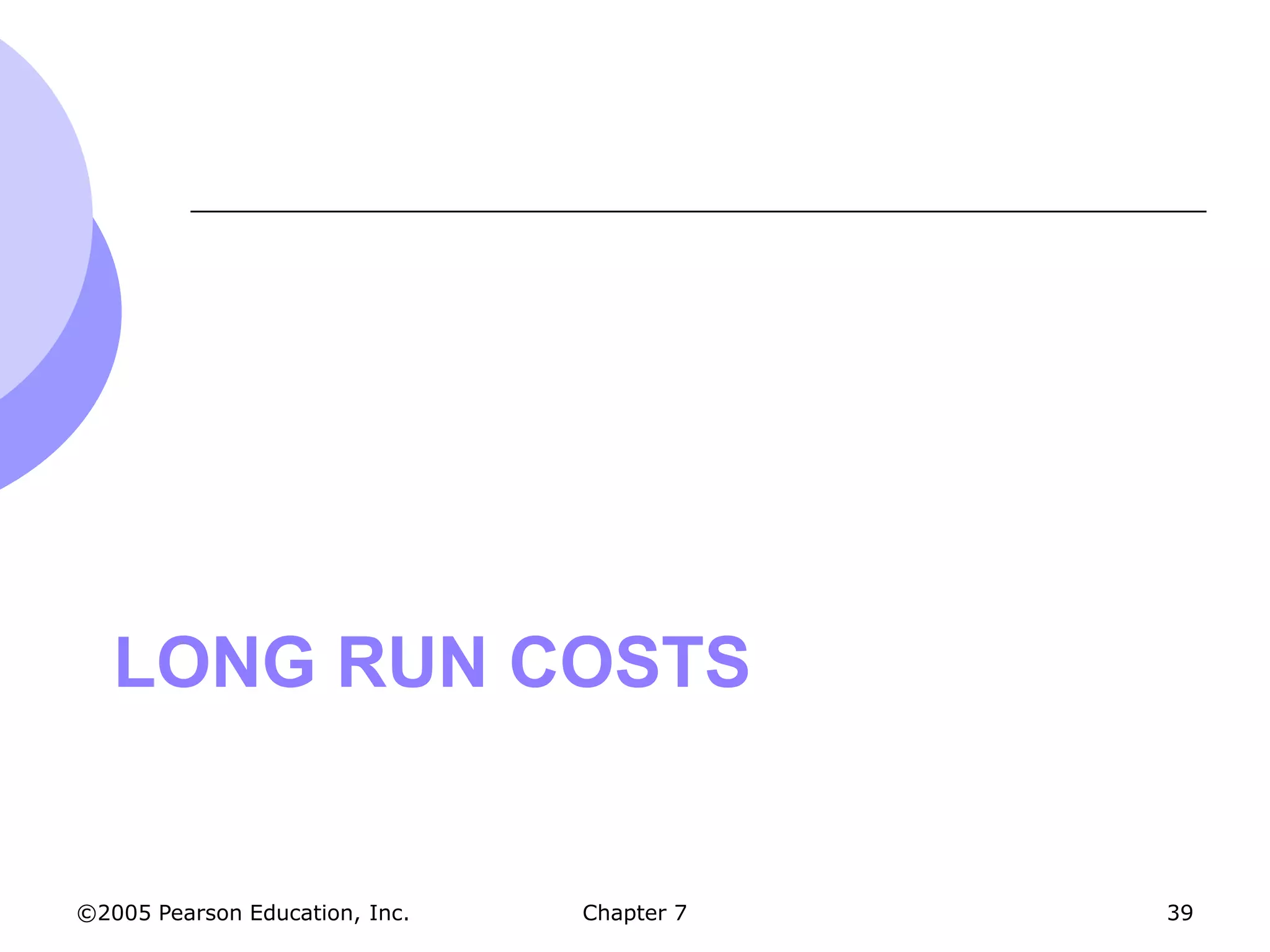 LONG RUN COSTS


©2005 Pearson Education, Inc.   Chapter 7   39
 