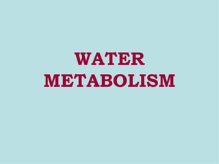 WATER METABOLISM 