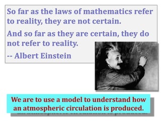 We are to use a model to understand how
an atmospheric circulation is produced.

 