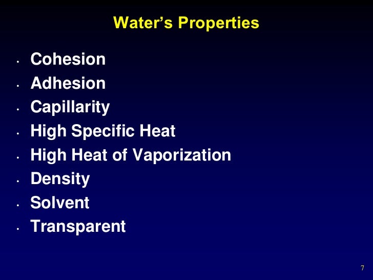 Lecture 9. properties of water