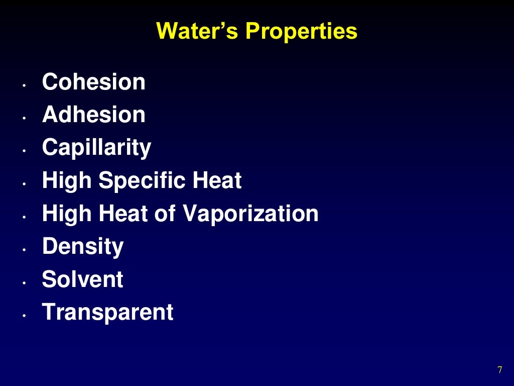 Lecture 9. properties of water
