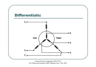 Differentials:
Control System Components (ICE 3015)
Dr. S.Meenatchisundaram, MIT, Manipal, Aug – Nov 2018
 