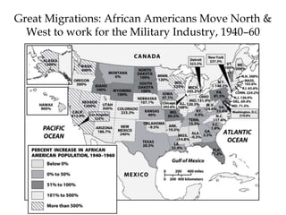Great Migrations: African Americans Move North &
West to work for the Military Industry, 1940–60
 