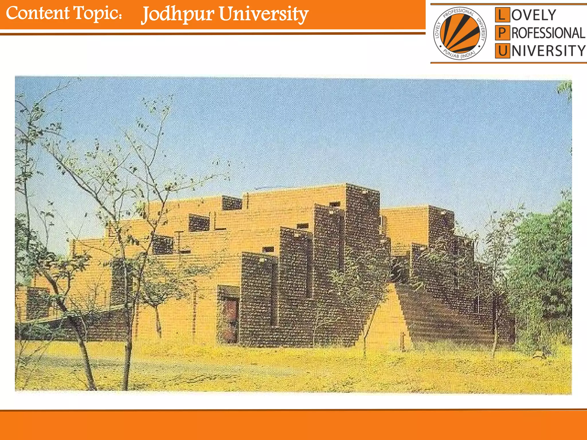 Content Topic: Jodhpur University
 
