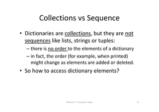 Python Sequence Vs Collection Lecture 9 composite types | PDF
