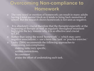 Lecture 9 homework in cbt | PPTX