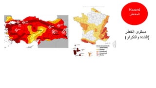 ‫الخطر‬ ‫مستوى‬
(
‫والتكرار‬ ‫الشدة‬
)
Hazard
‫المخاطر‬
 