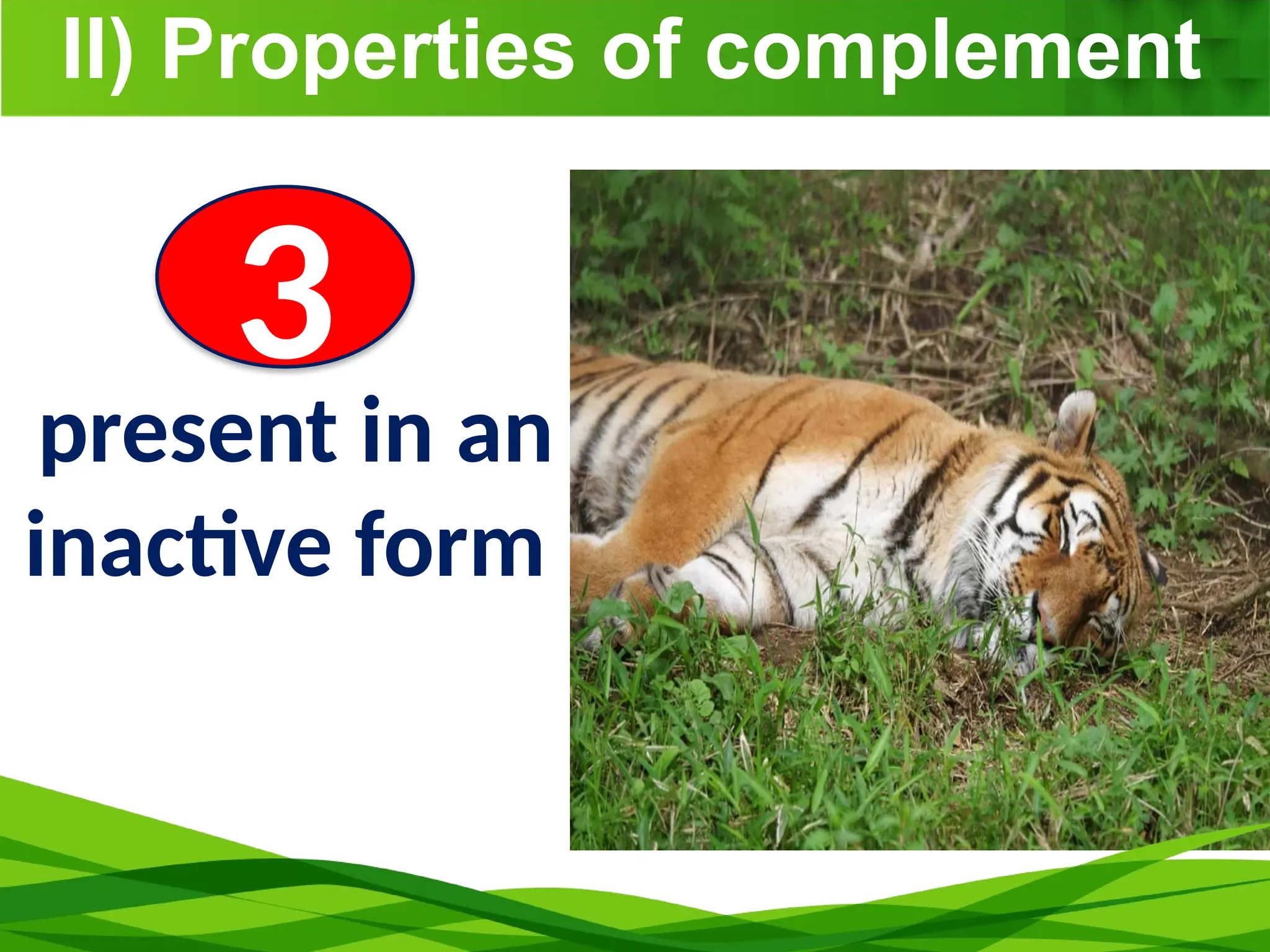 II) Properties of complement
present in an
inactive form
3
 