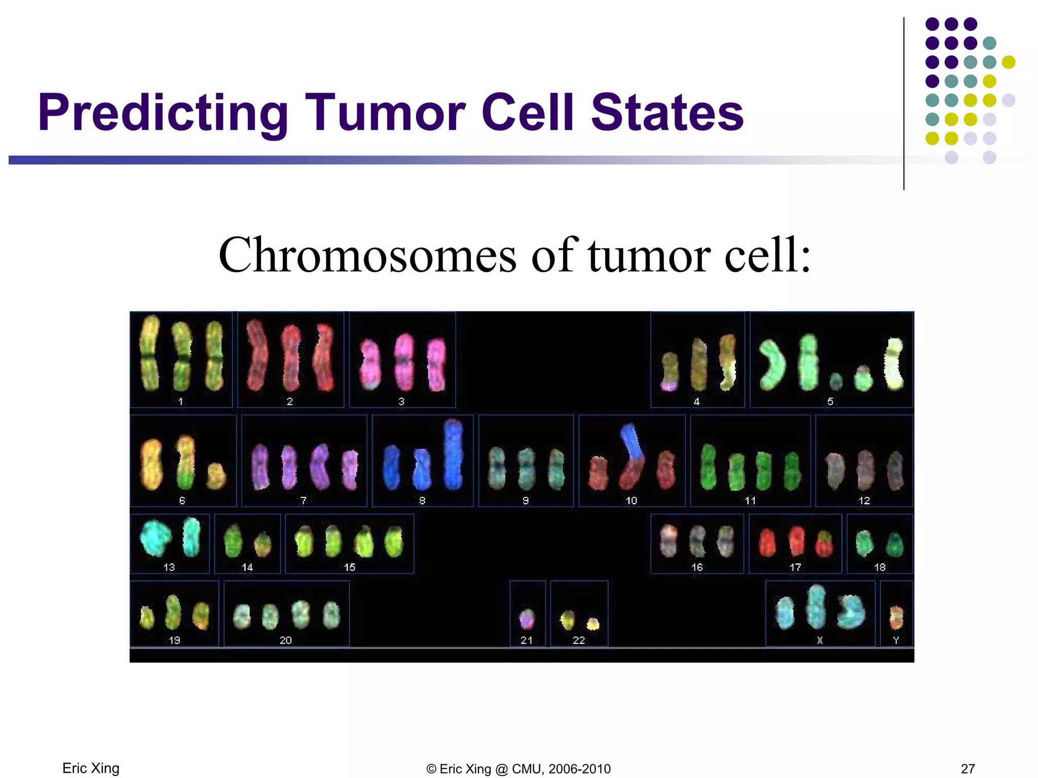 Eric Xing © Eric Xing @ CMU, 2006-2010 27
Chromosomes of tumor cell:
Predicting Tumor Cell States
 