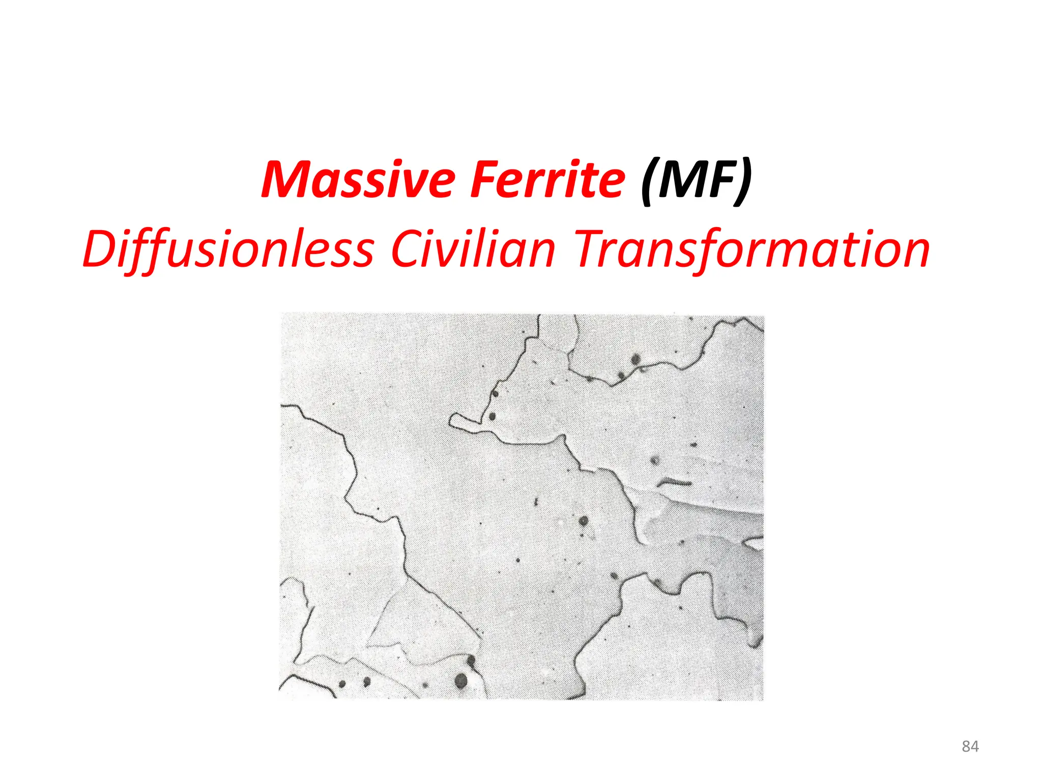 Massive Ferrite (MF)
Diffusionless Civilian Transformation
84
 